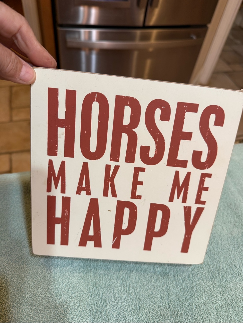 Rustic Red "Horses Make Me Happy" Wall Sign